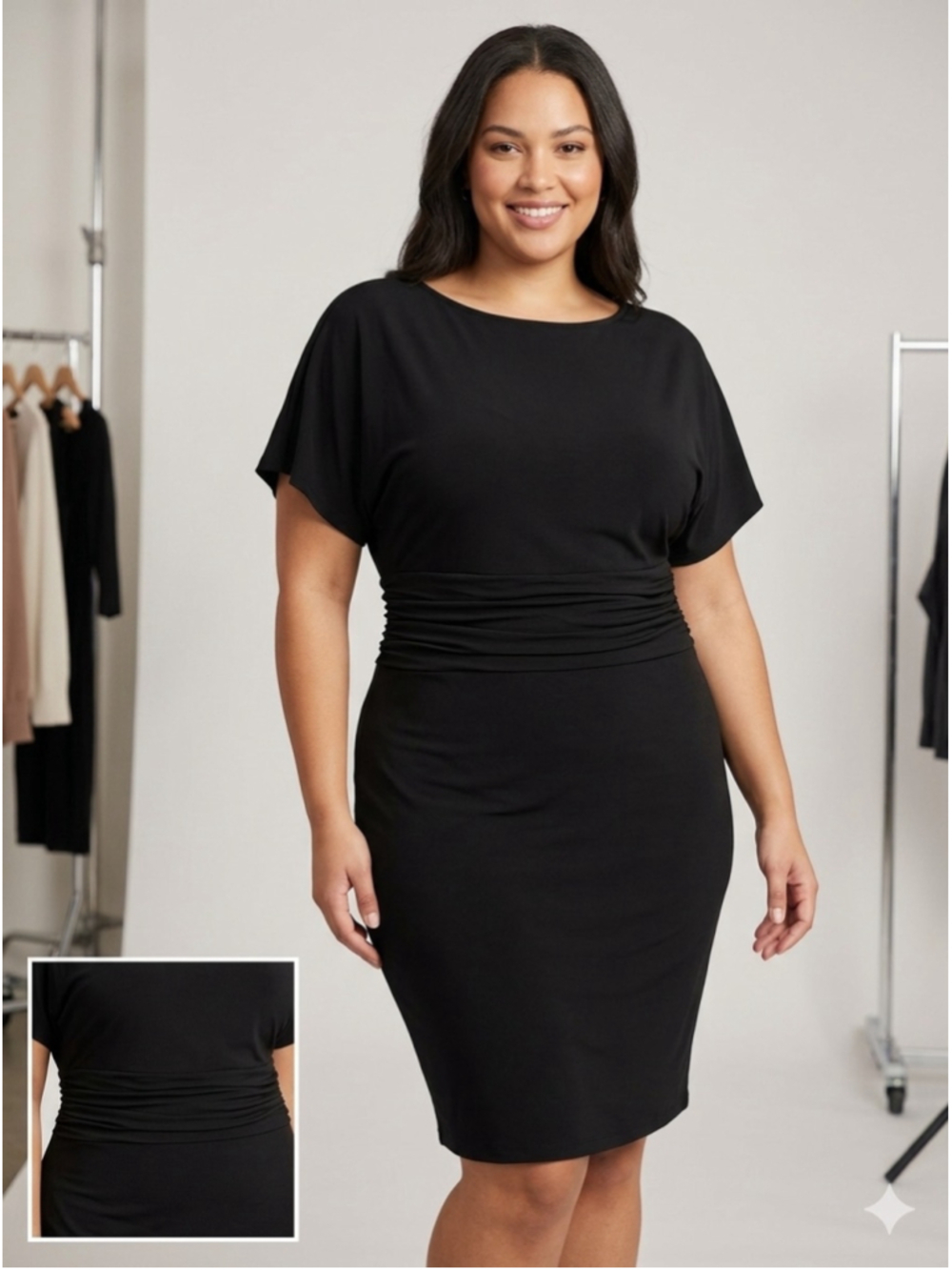 Women's Ann Taylor Black Midi Dress Size L. 1939